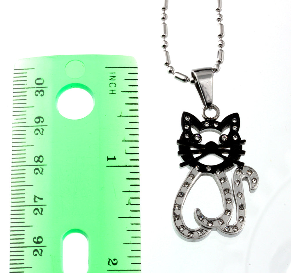 Cat with Cz Stone Pendant