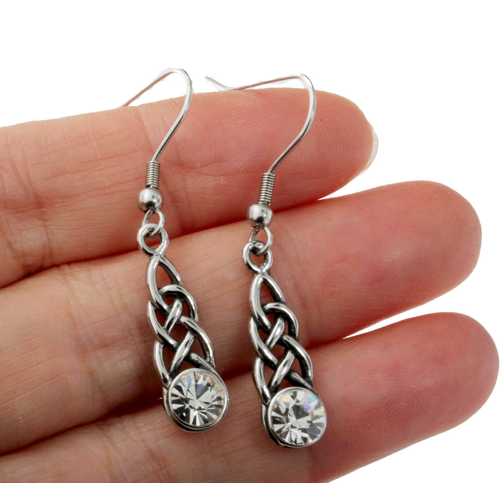 Celtic Knot Dangling Drop Hook Earrings