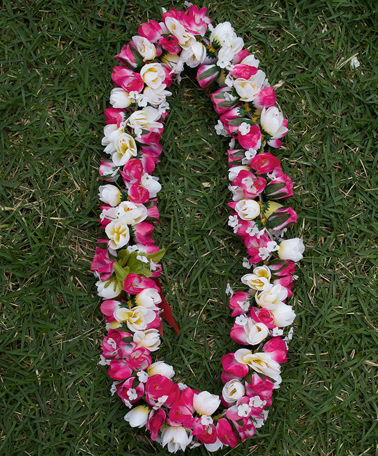 Full Shell Ginger leis - Pink /white #41