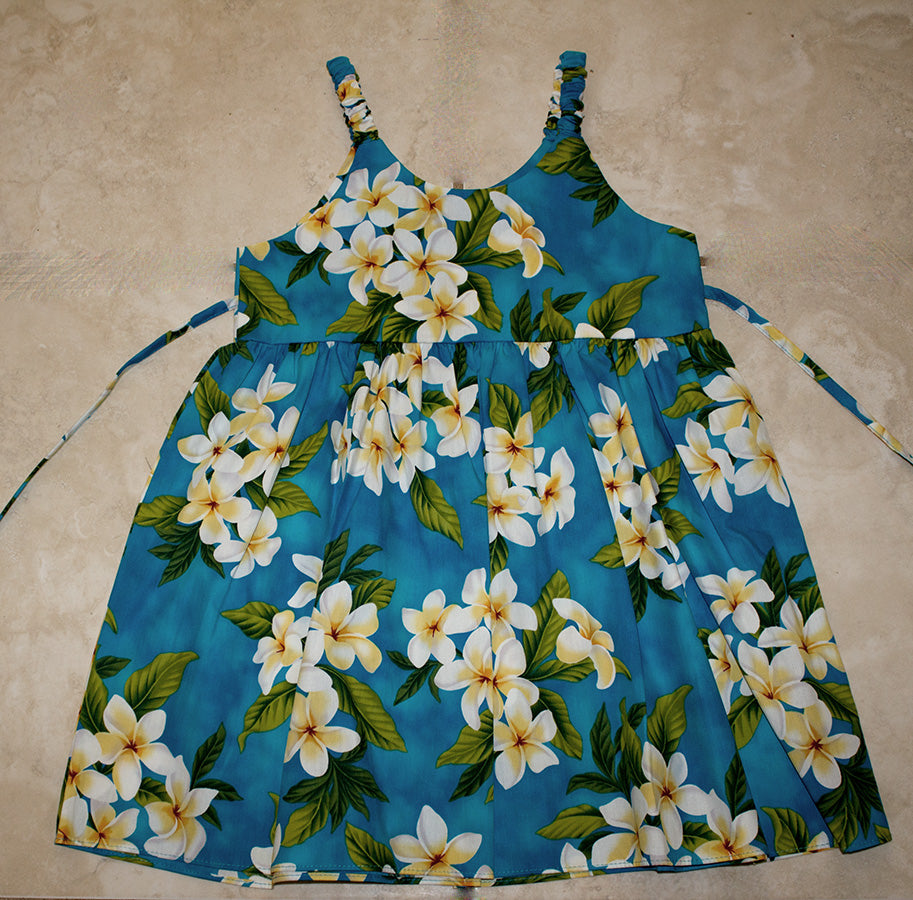 Girls Hawaiian sun dress<br>Blue flower