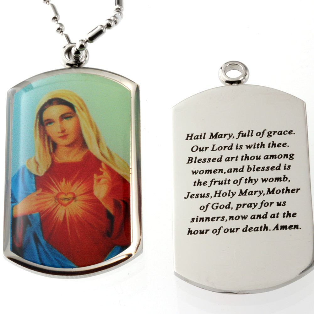 Hail Mary Prayer Enamel Pendant Necklace