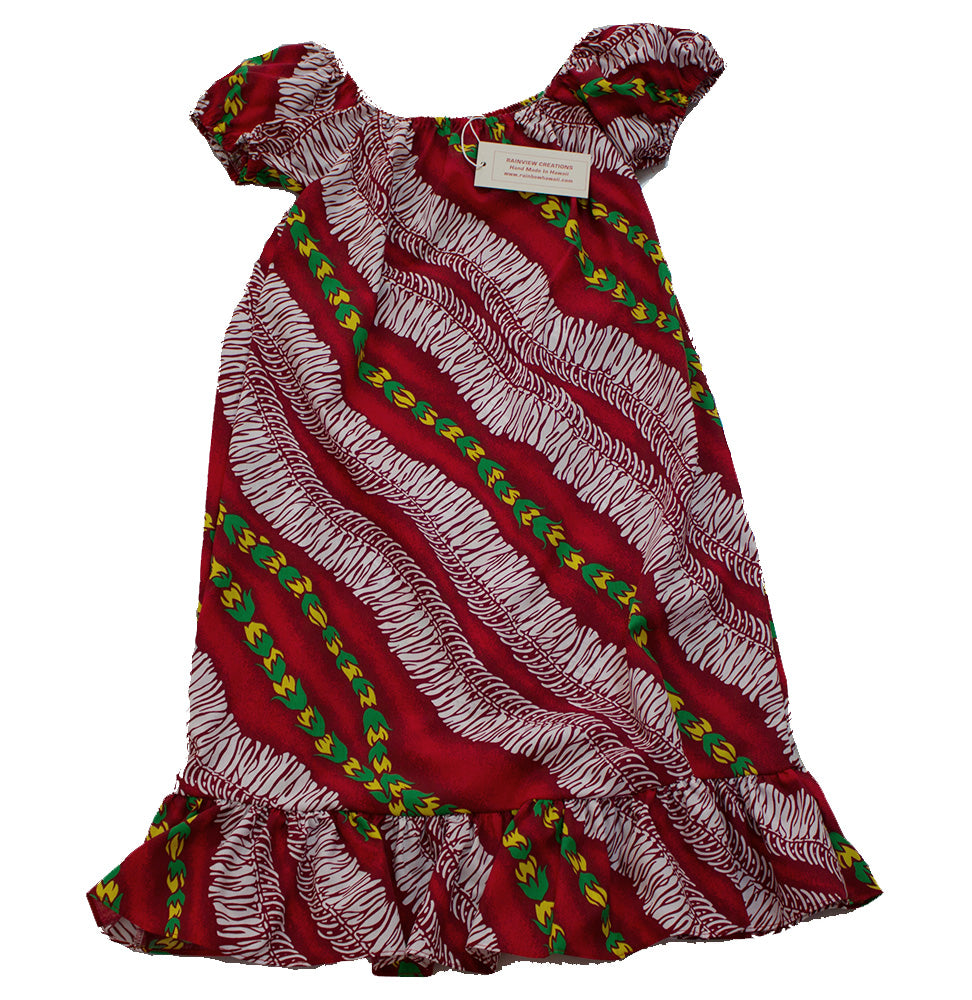 Rainview Creations<br>Girls Long Muumuu, Red Leis