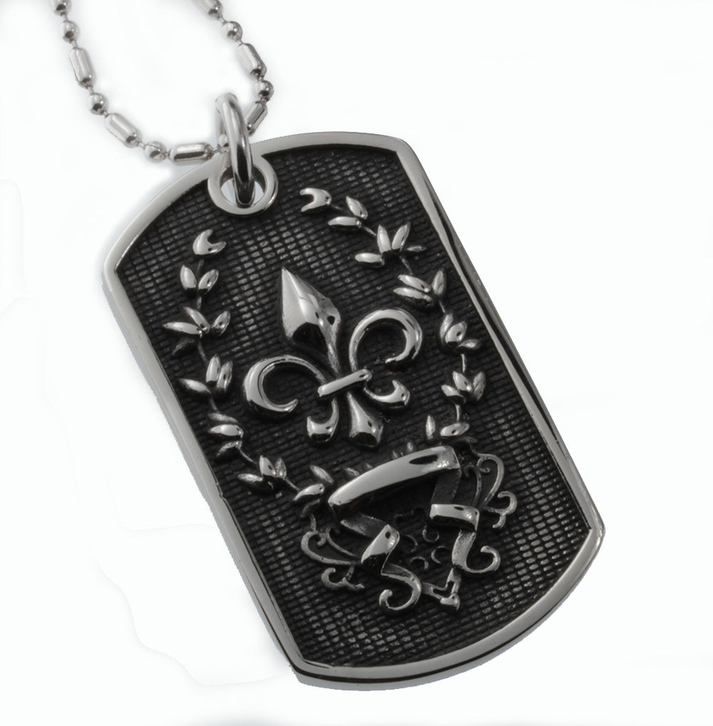 Inspirational Quotes Dog Tag with Fleur De Lis Cross