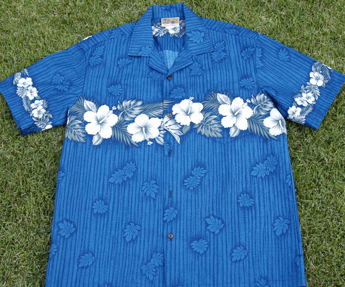 Men's Hawaiian shirts<br>Blue lei 5XL