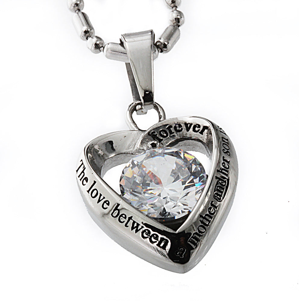 Mother and Son Love Heart Pendant Stainless Steel