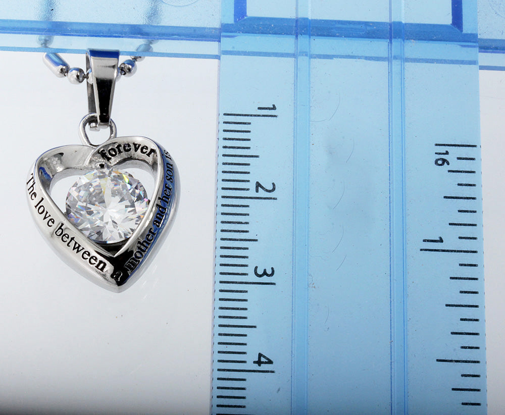 Mother and Son Love Heart Pendant Stainless Steel