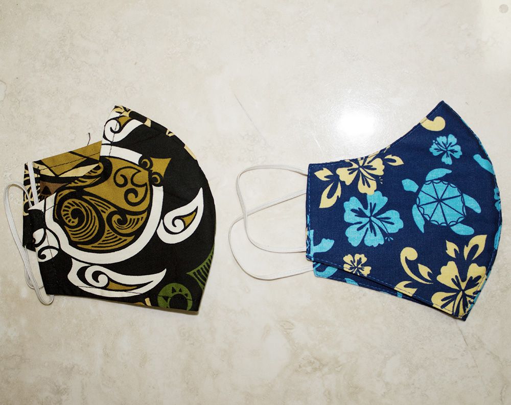 Set of 2 Hawaii Fabric Three Layer<br>Face Mask Cover