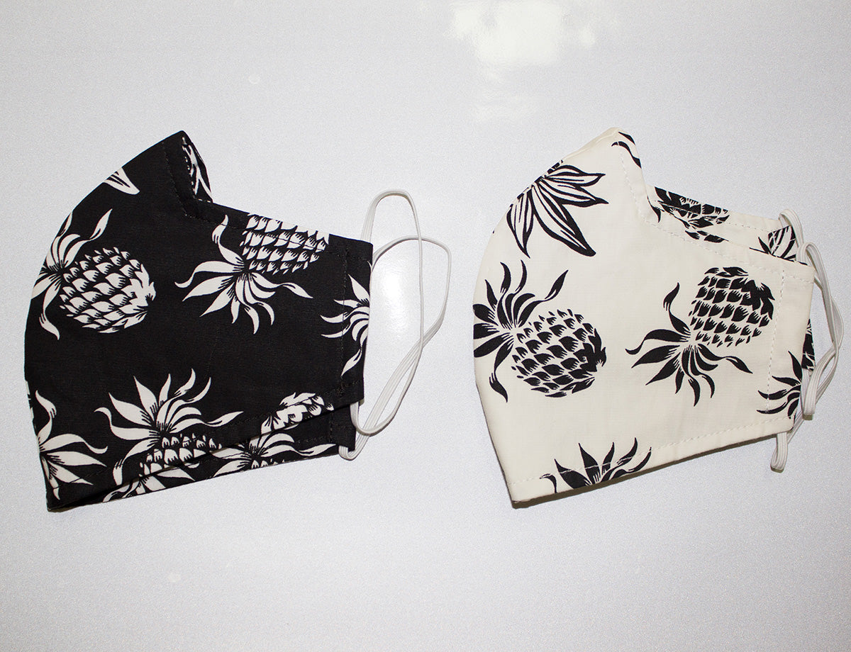 Set of 2 Hawaii Fabric Three Layer<br>Pineapple Face Mask Cover