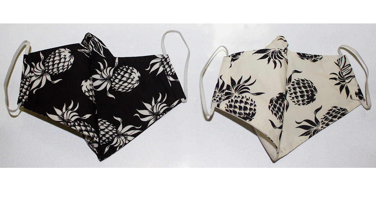 Set of 2 Hawaii Fabric Three Layer<br>Pineapple Face Mask Cover