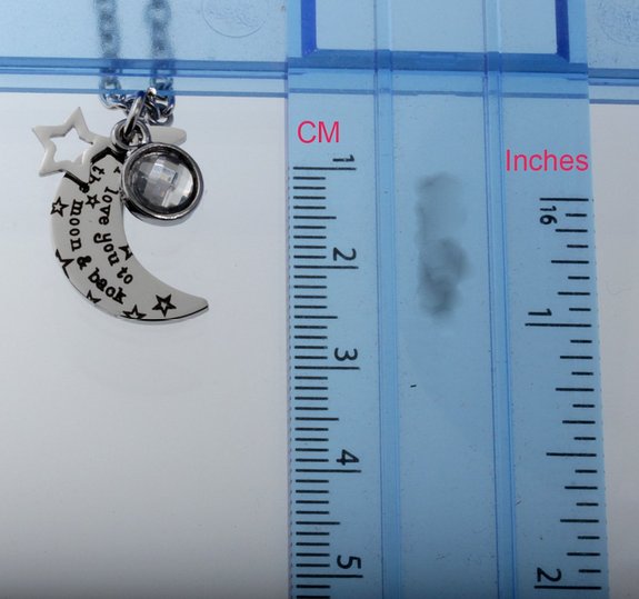 White Crystal Charm Star and Moon Necklace